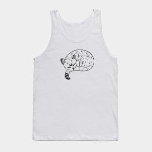 Mystical Cat drawing with moon and stars Tank Top